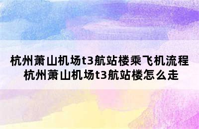 杭州萧山机场t3航站楼乘飞机流程 杭州萧山机场t3航站楼怎么走